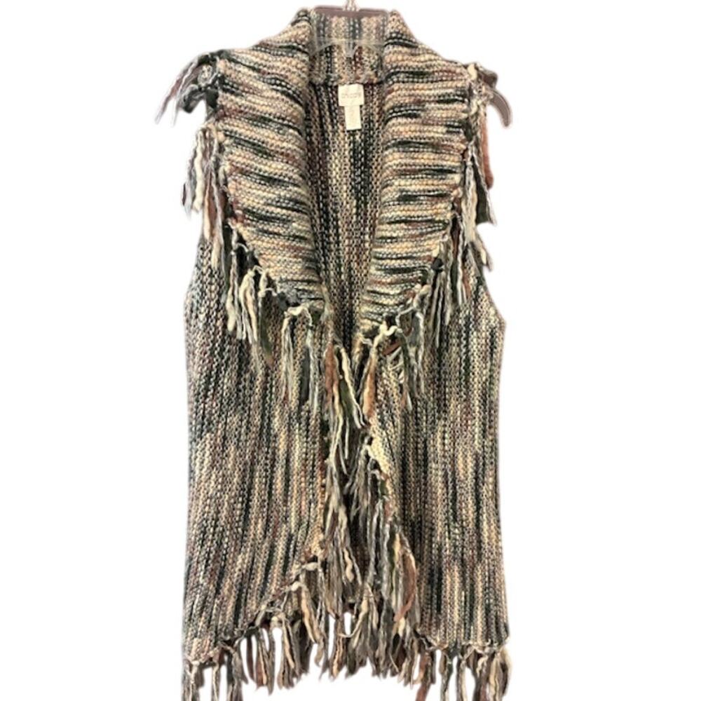 Chico’s fringe Nolan vest size 2 Large (12). Crocheted acrylic/wool blend
